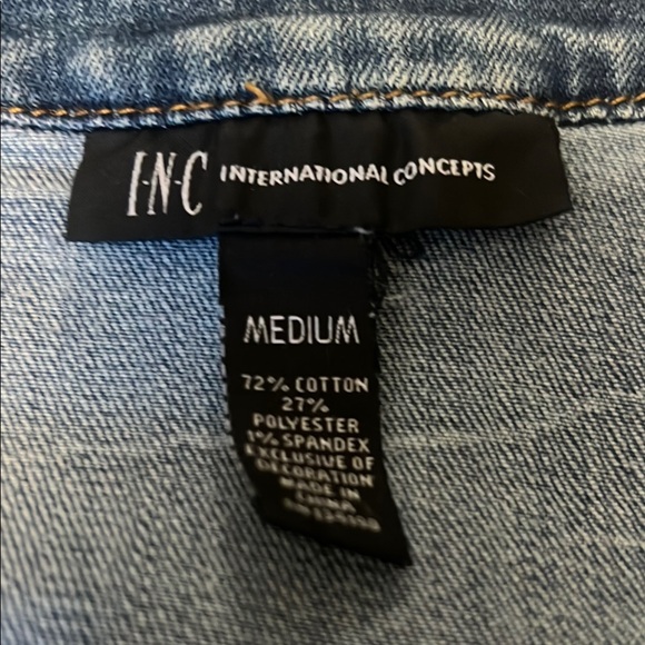 INC international concepts, Blue Denim Jacket with Button Details and collarless - Picture 3 of 3